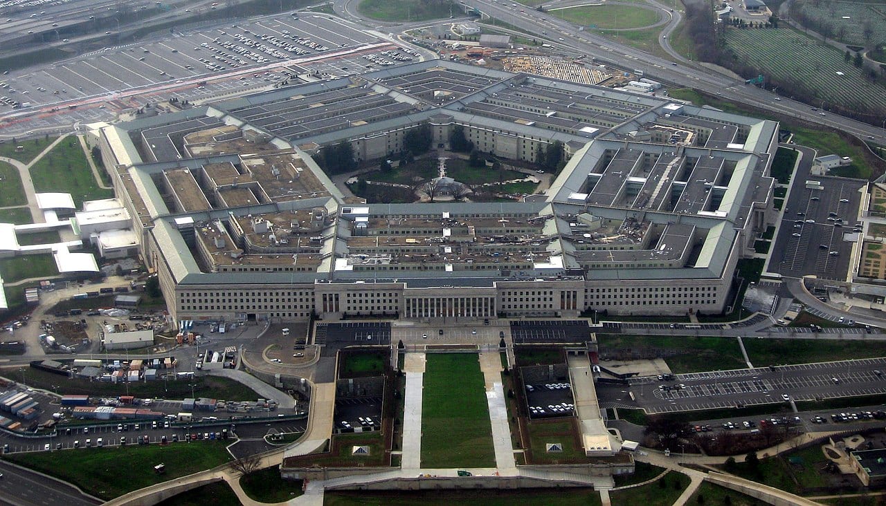 Aerial view of the Pentagon building in Washington